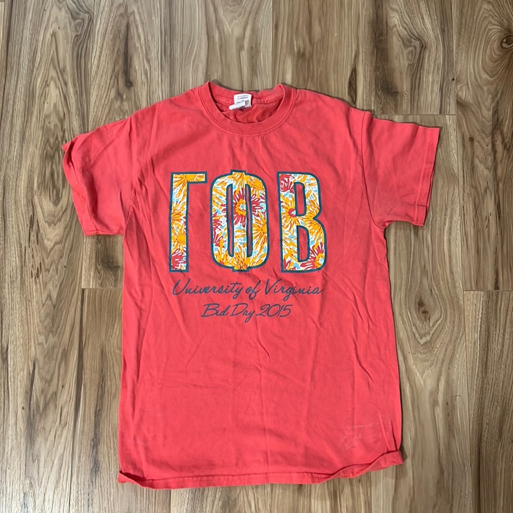 Gamma Phi Beta University Of Virginia Bid day 2015 shirt in coral pink